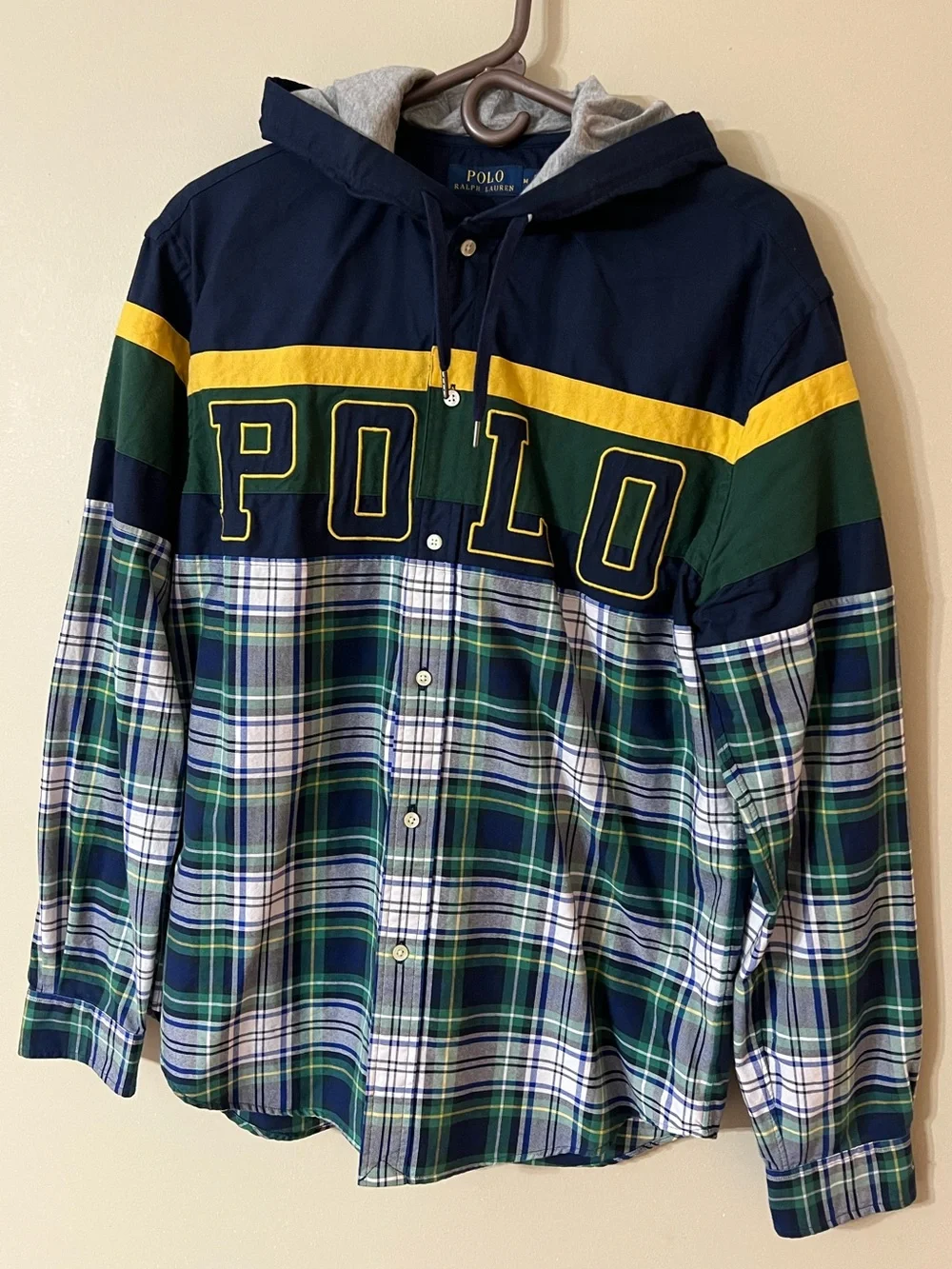 Polo Ralph Lauren Patchwork Oxford Hooded Shirt